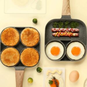 Frigideira Antiaderente com 3 ou 4 Divisórias – Multiuso para Ovos, Panquecas e Lanches - Imagem 4