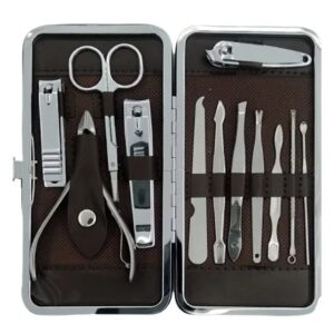 Kit Manicure Profissional Inox 12 Peças com Estojo – Manicure e Pedicure Completo - Imagem 1