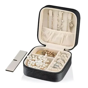 Porta-Joias Compacto para Viagem com Divisórias – Organizador de Anéis, Brincos e Colares - Imagem 1