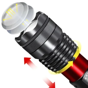 Lanterna Tática Militar e Resistente à Água T9 LED P50 10.000 Lumens Recarregável com Zoom - Imagem 2