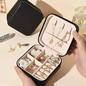 Porta-Joias Compacto para Viagem com Divisórias – Organizador de Anéis, Brincos e Colares - Imagem 5