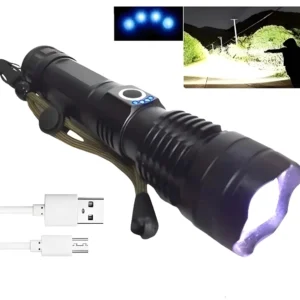 Lanterna Tática Militar e Resistente à Água T9 LED P50 10.000 Lumens Recarregável com Zoom - Imagem 6
