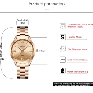 CURREN Ladies Watch For Women Fashion Retro Female Waterproof Watch Steel Quartz Watch For Women Christmas Relógio Feminino 9007 - Imagem 22