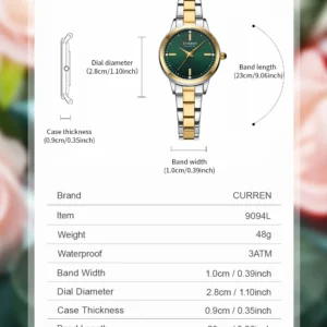 Relógio Feminino CURREN de Quartzo com Pulseira em Aço Inoxidável à Prova d’Água - Imagem 25